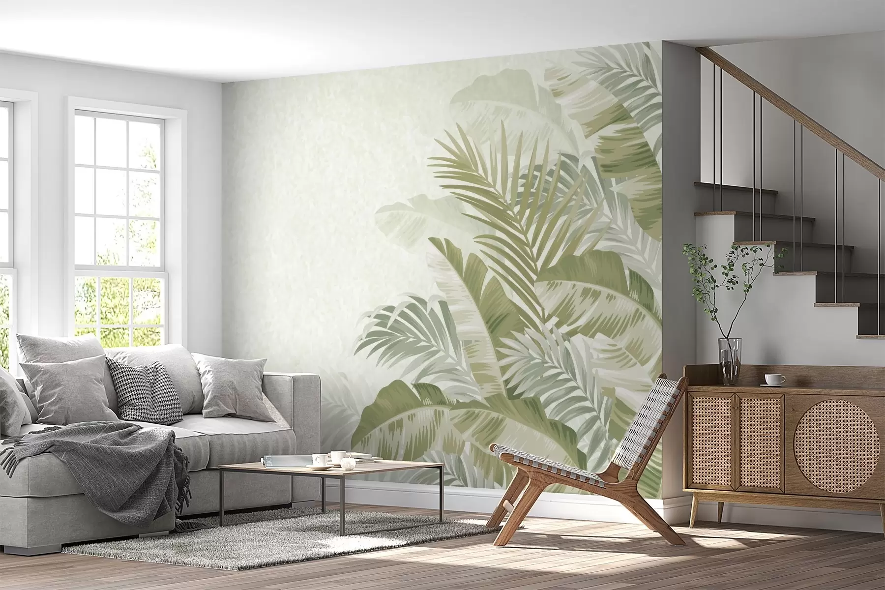 murales de pared Hojas de palmera verdes w02391