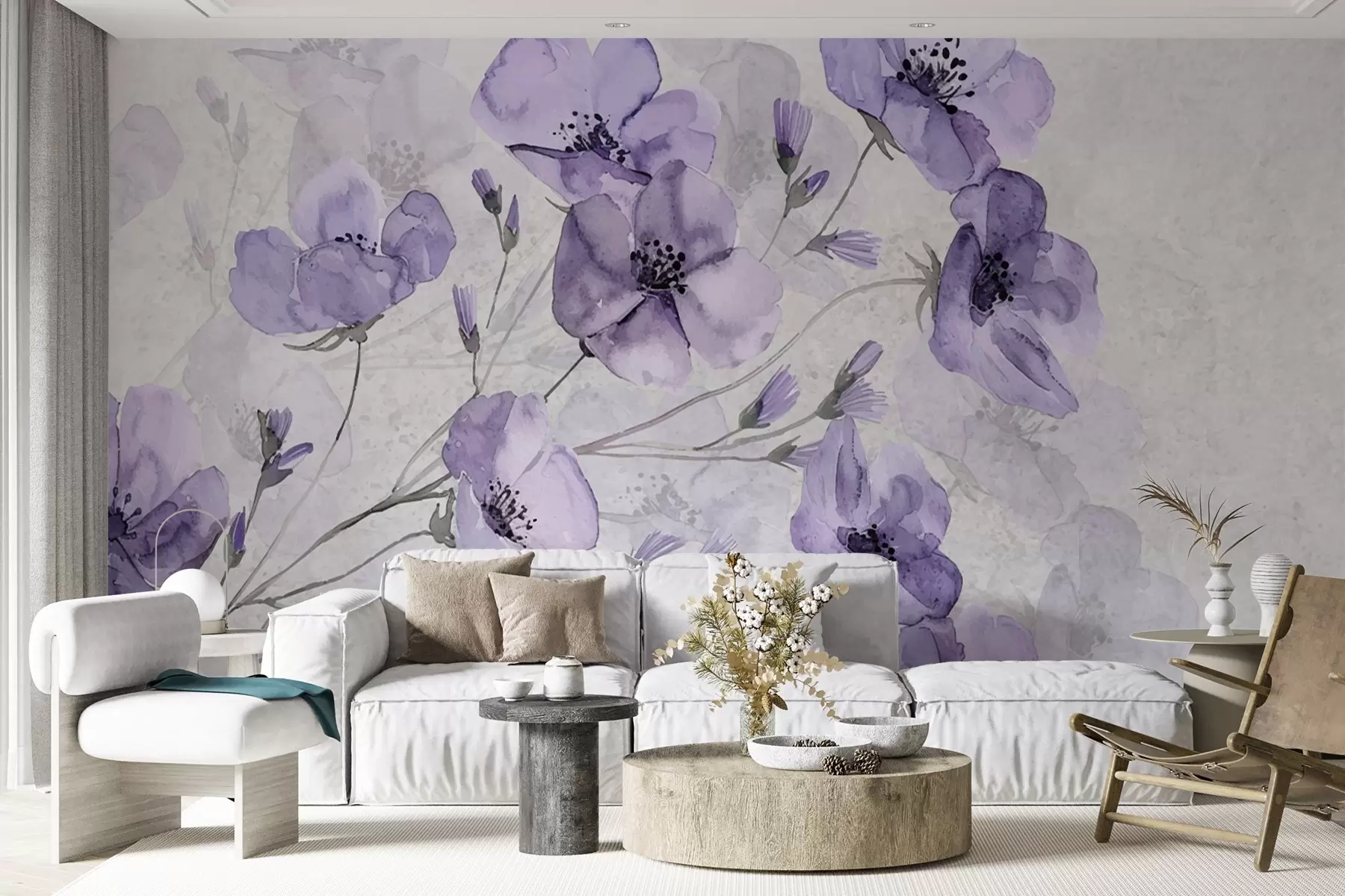 murales de pared Arreglo de flores moradas w02393v1