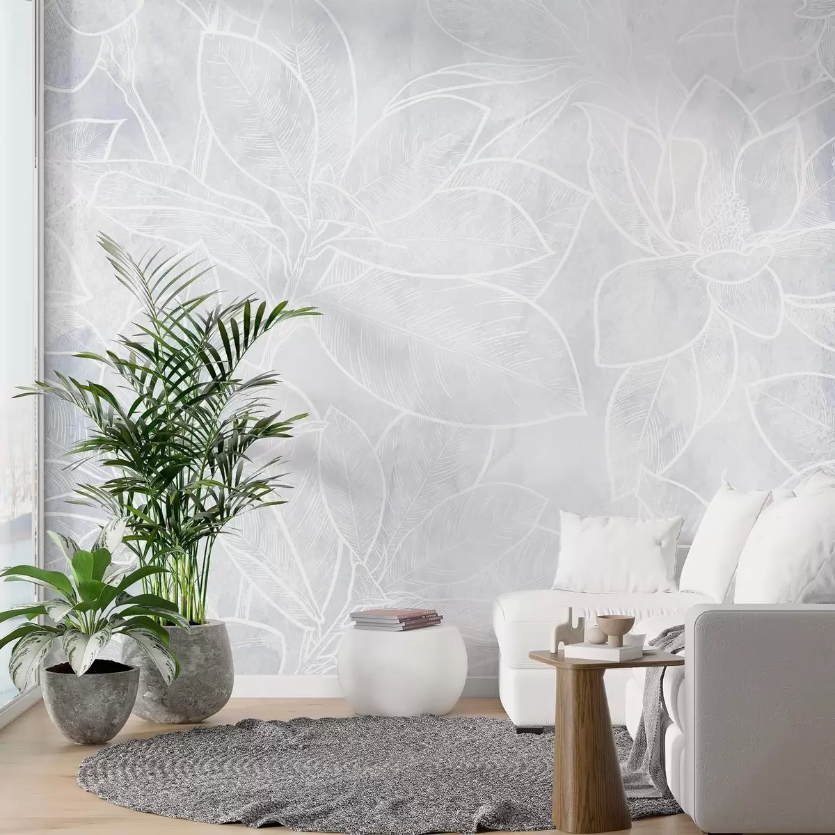 murales de pared Hojas de contorno sobre fondo texturizado w02306v1