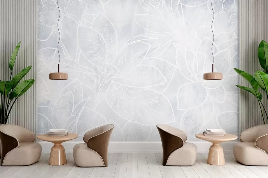 murales de pared Hojas de contorno sobre fondo texturizado w02306v1