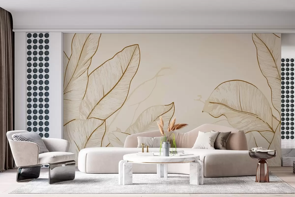 murales de pared Contornos de hojas de plátano w02307