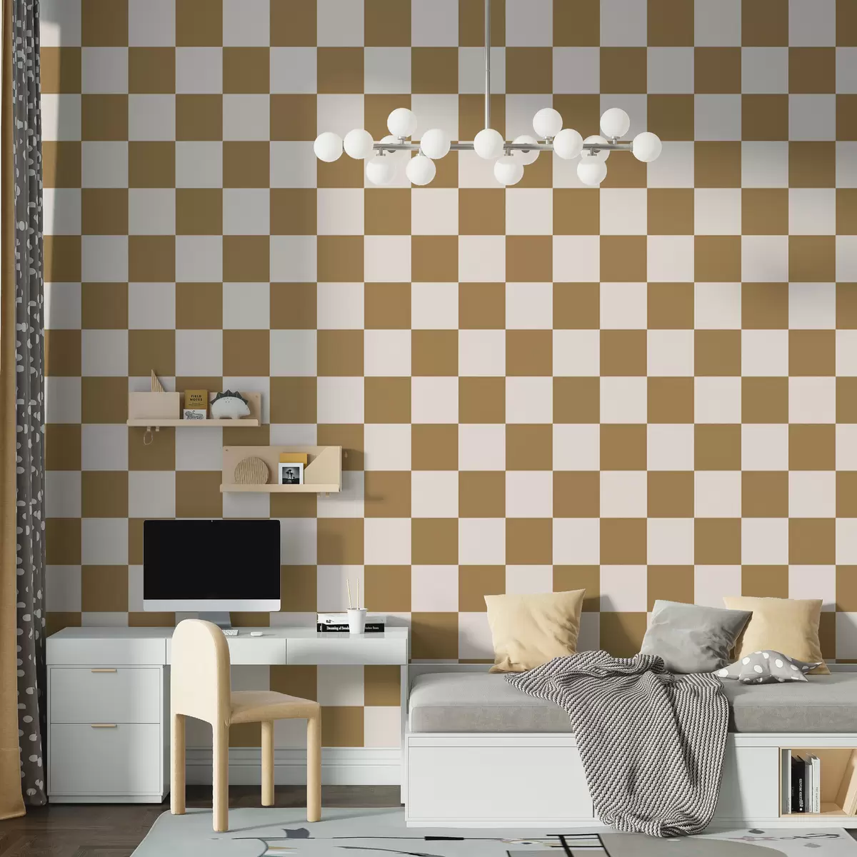 murales de pared Papel pintado geométrico en color marrón w01922v3