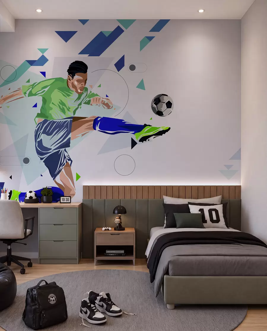 murales de pared Disparo de fútbol en vuelo w02401