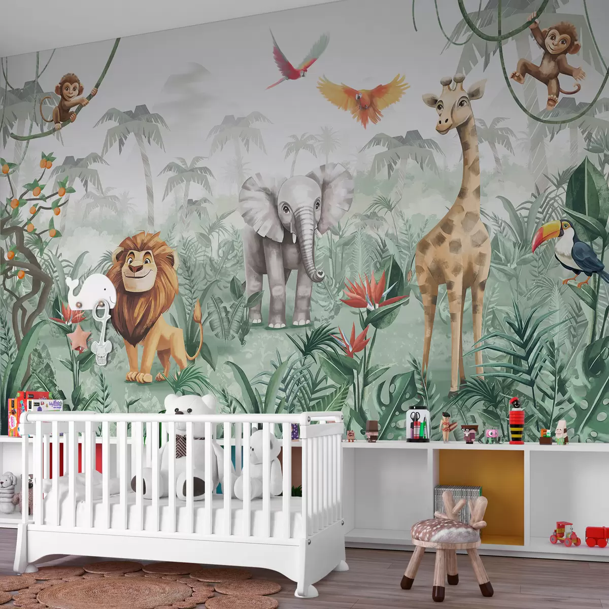 murales de pared Safari entre palmeras w02440