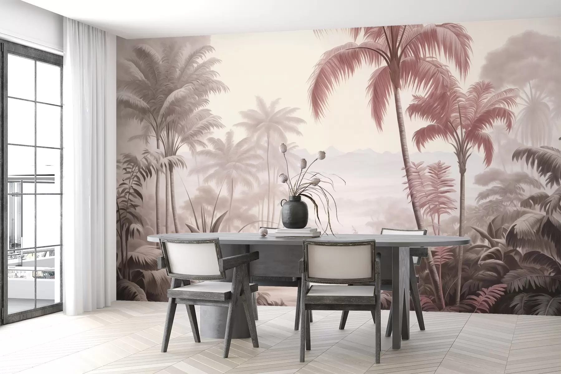 murales de pared Paisaje tropical en estilo vintage w02439