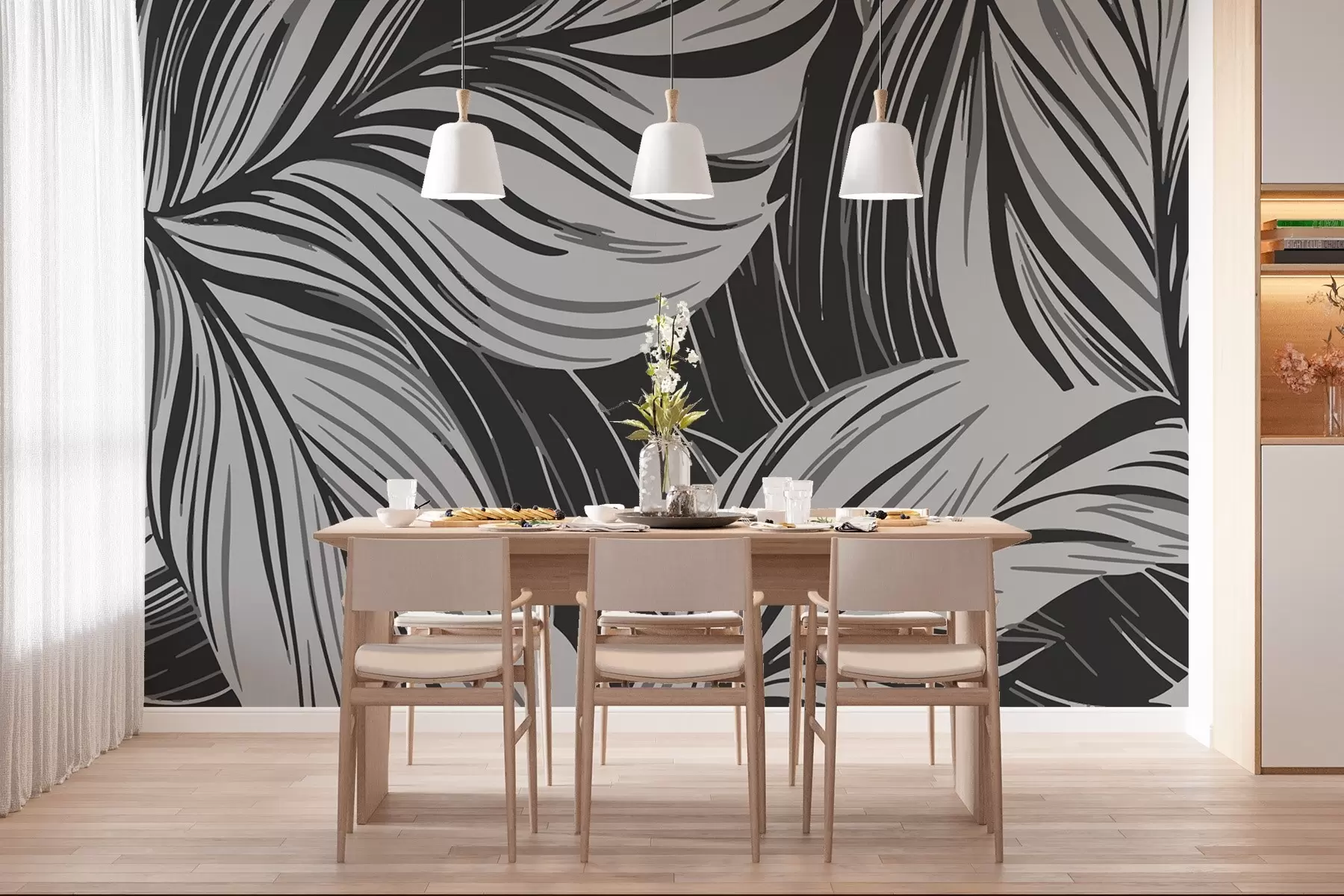 murales de pared Patrón de hojas w02415v1