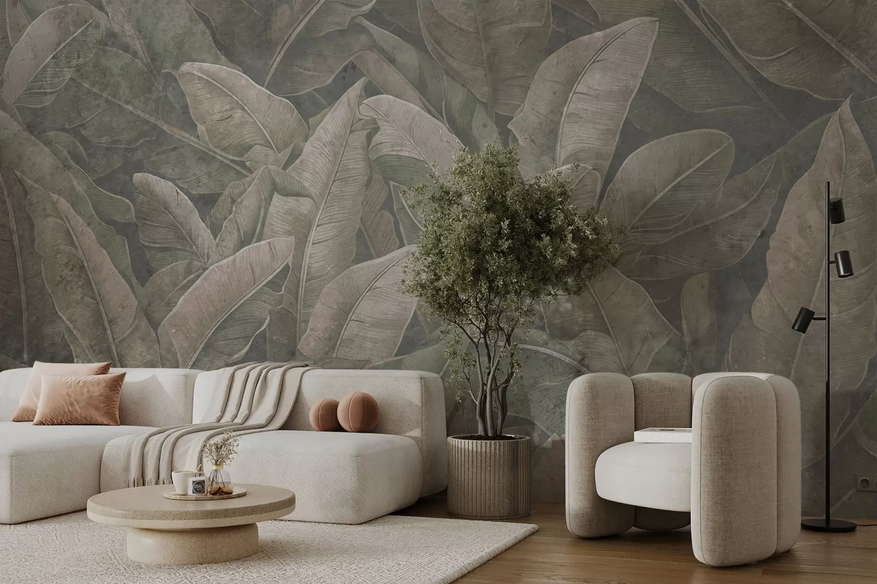 murales de pared Hojas de plátano vintage w08486