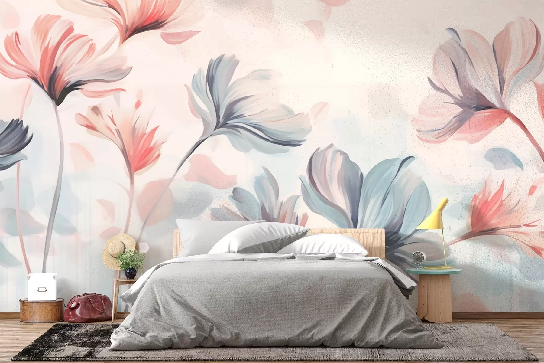 murales de pared Flores silvestres en colores pastel w02457