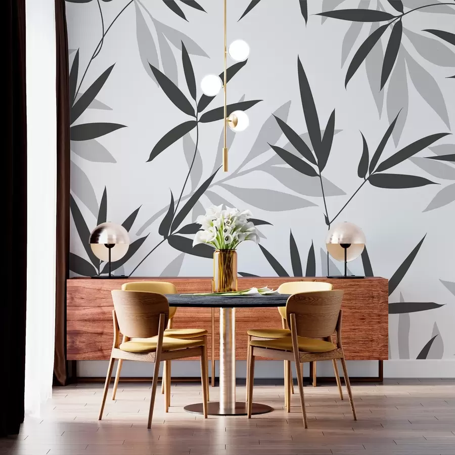 murales de pared Siluetas de hojas de bambú w02460