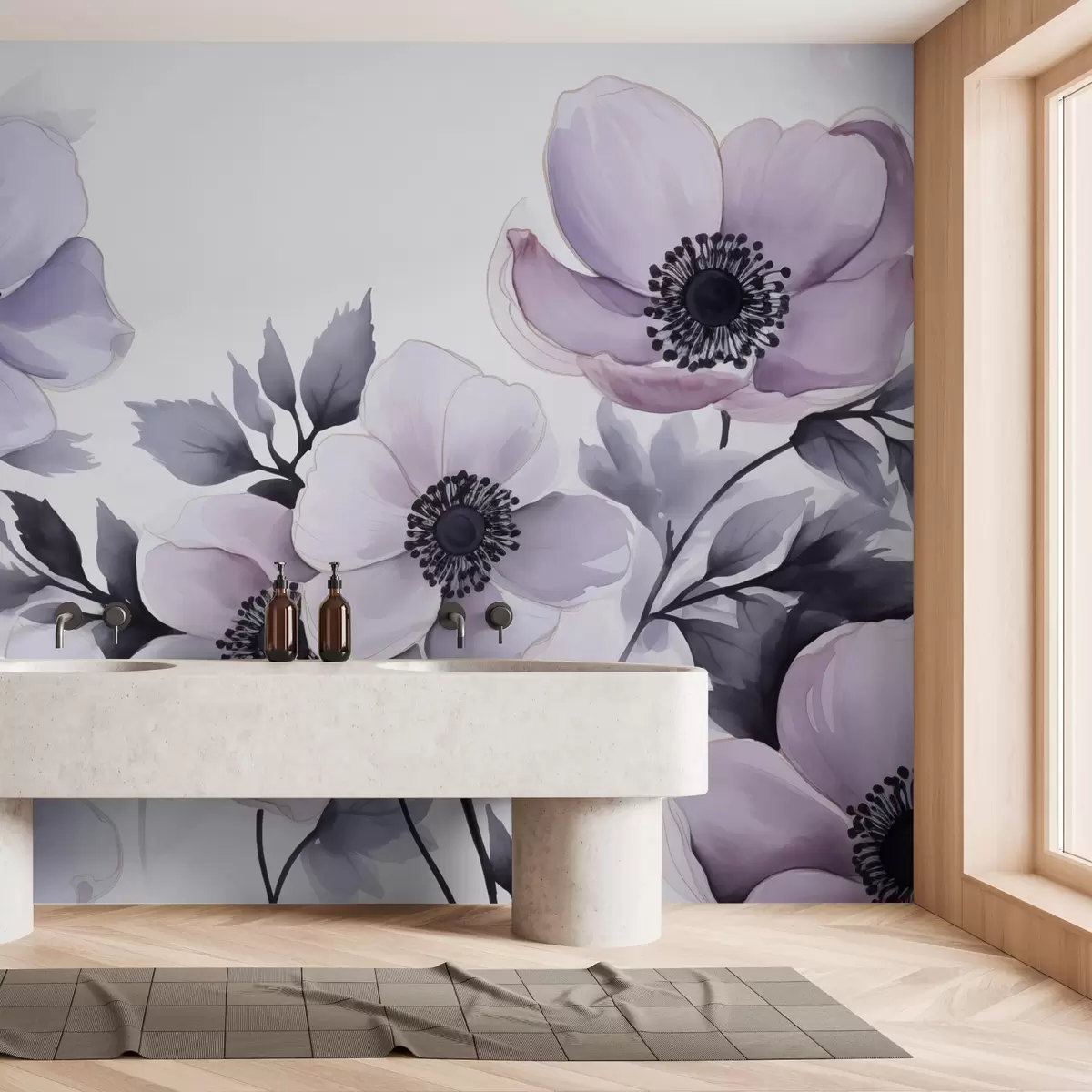 Murales de pared Flores violeta púrpura imitación acuarela w02494 murales de pared Flores violeta púrpura imitación acuarela w02494