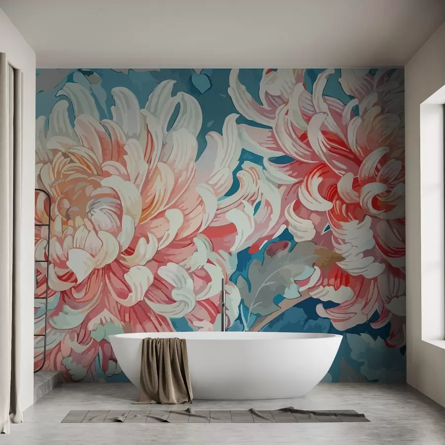 Murales de pared Grandes flores de crisantemo w02542 murales de pared Grandes flores de crisantemo w02542