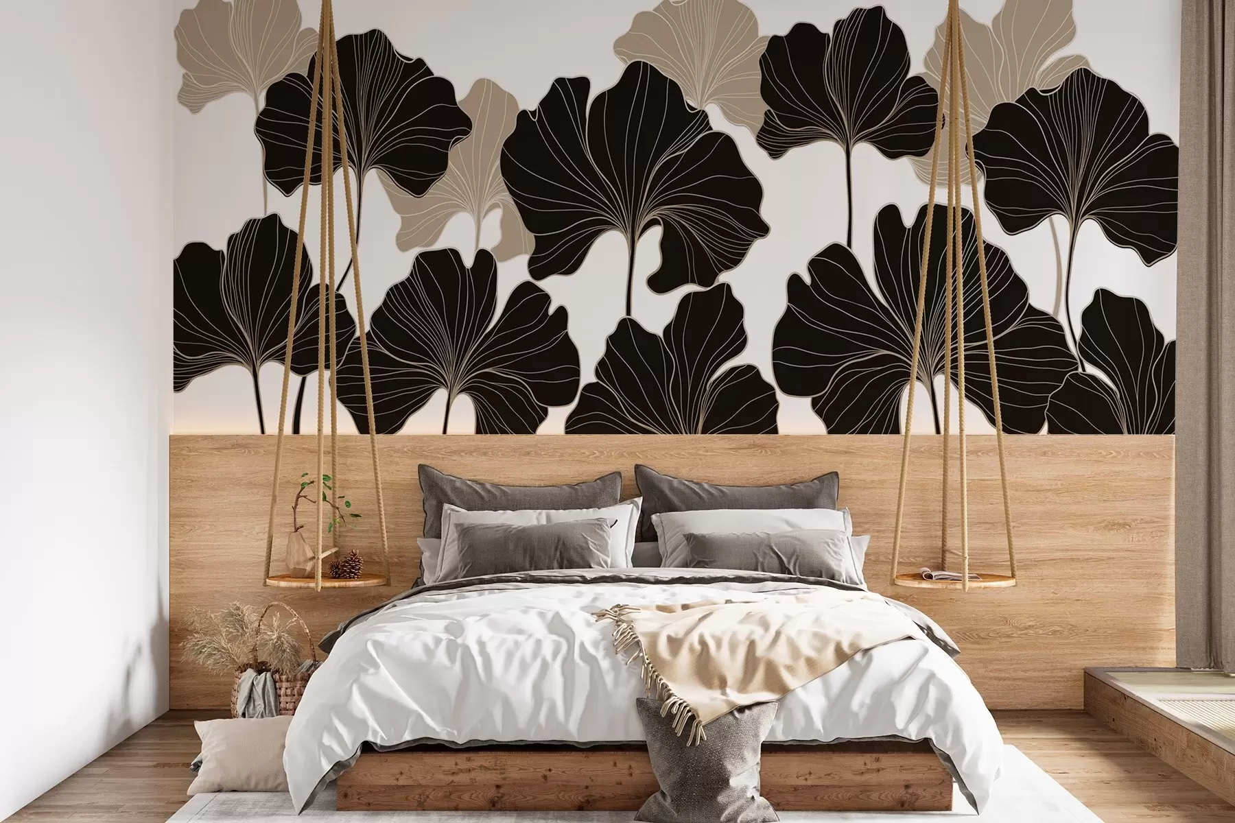 murales de pared Contornos de hojas estilizados w02525v2