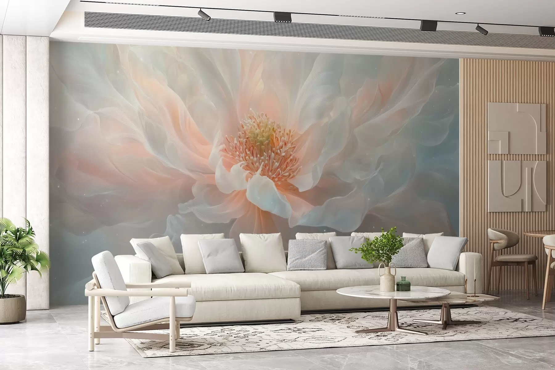 murales de pared una pintura de ensueño y etérea de una flor grande y delicada en suaves tonos pastel w02545