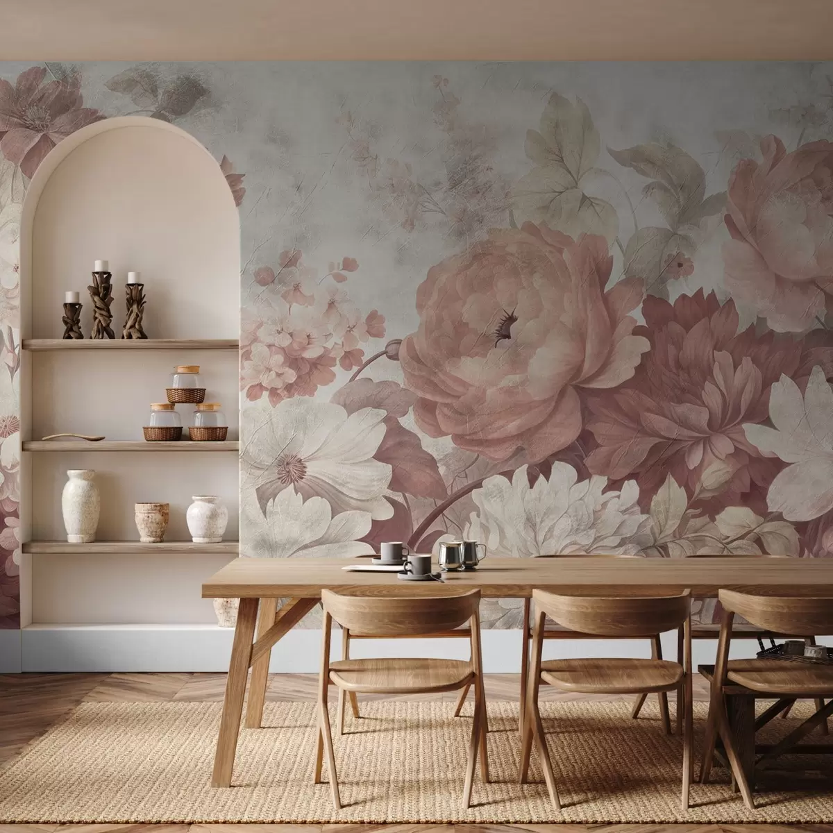 murales de pared Grandes flores sobre fondo envejecido w08516