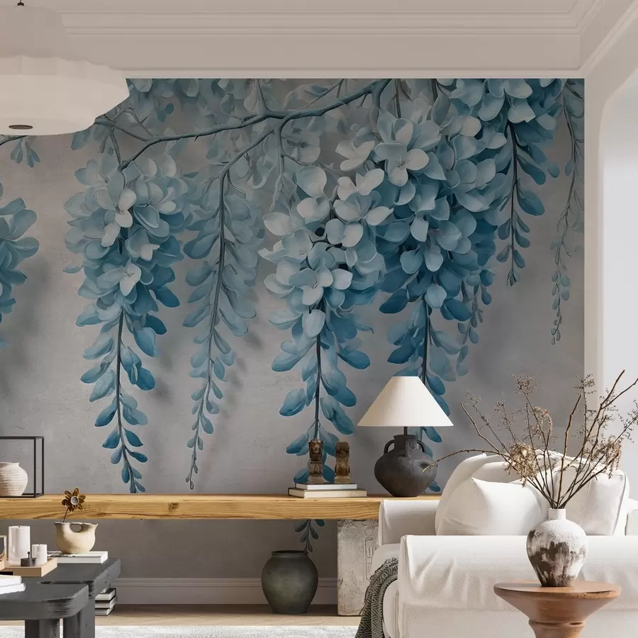 murales de pared Exuberante ramo de flores en una pared en estilo acuarela w02611v2