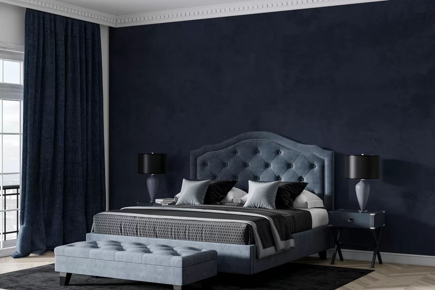 murales de pared Fondo azul con efecto de muro de hormigón w02553v2