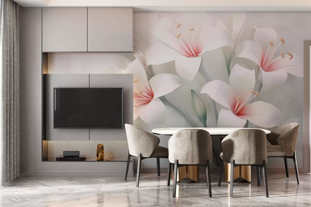 murales de pared Exquisitos lirios sobre fondo difuminado w02556