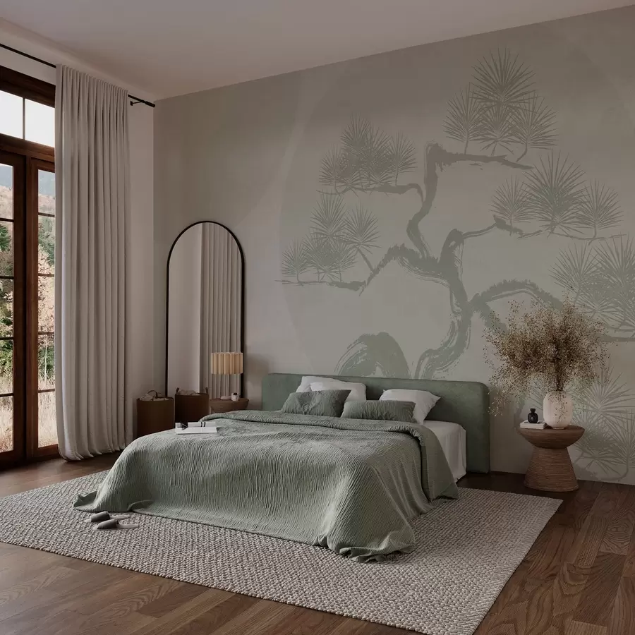 murales de pared Bonsai japonés minimalismo geometría grunge fondo w08556v2