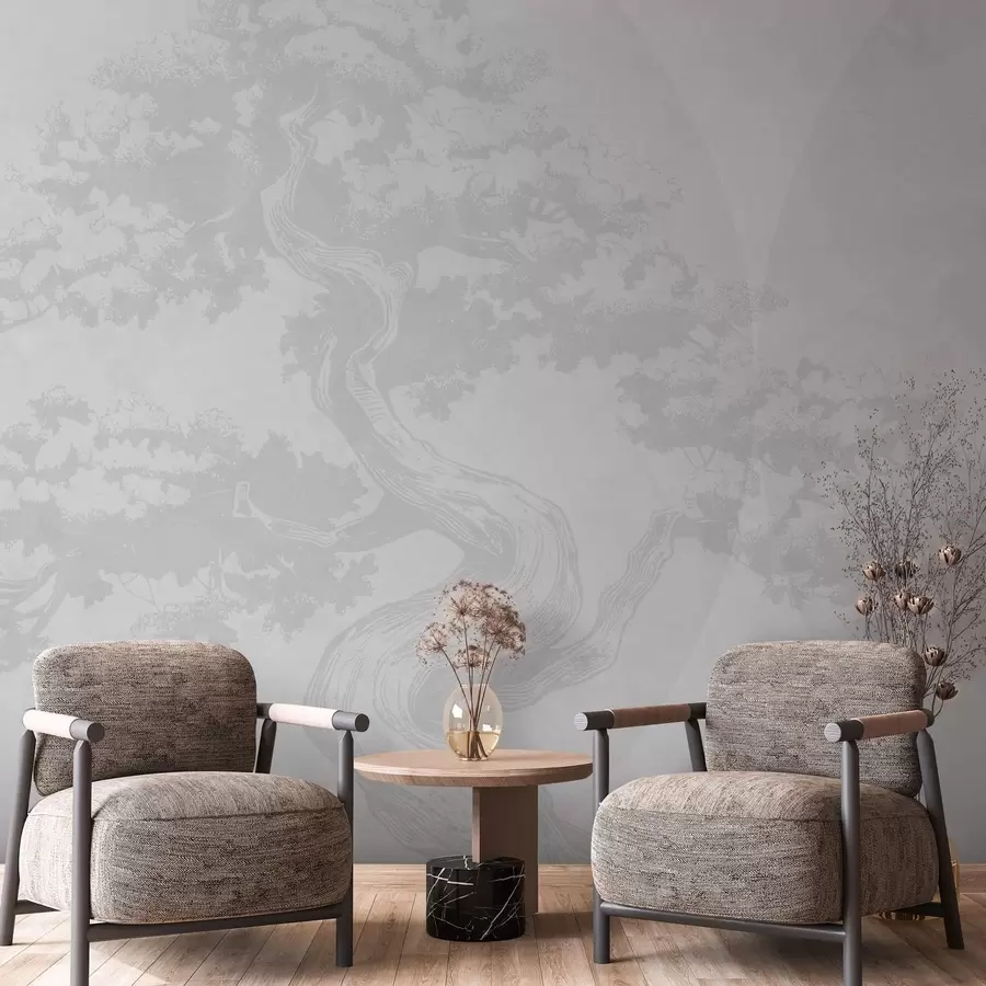 murales de pared Bonsai árbol minimalismo geometría grunge fondo w08557v1
