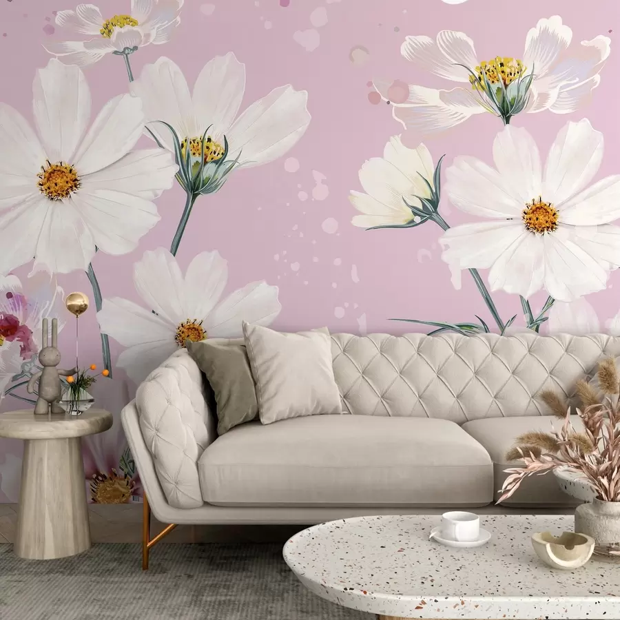 murales de pared Toque de Flor Rosa w02651