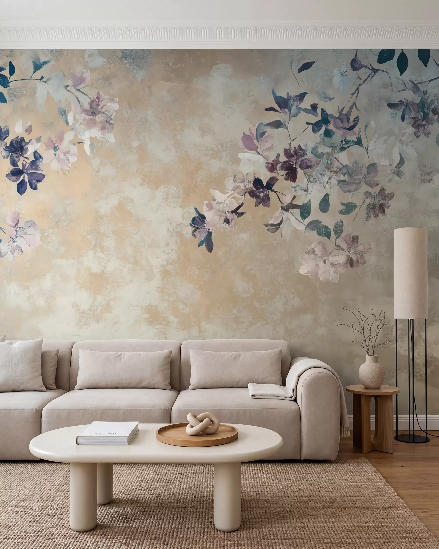 murales de pared Flores en azul desvaído w02686