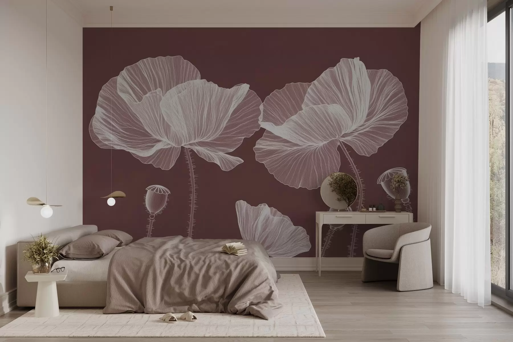 murales de pared Amapolas silvestres pintadas w02622v1