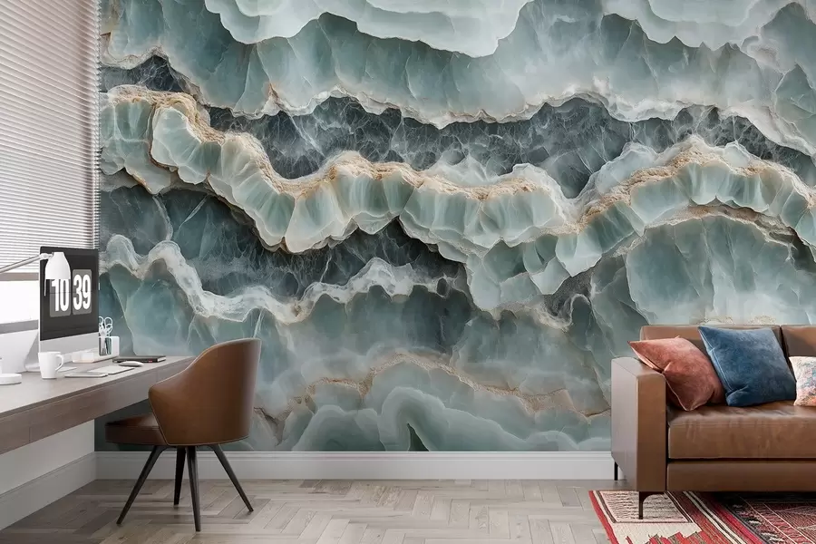 murales de pared Estilo de superficie de mármol con imitación de líneas onduladas de resina w08561