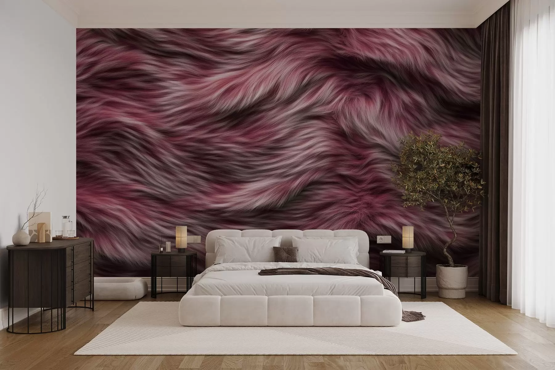 murales de pared acogedor papel pintado imitación piel en tonos escarlata w02687v1