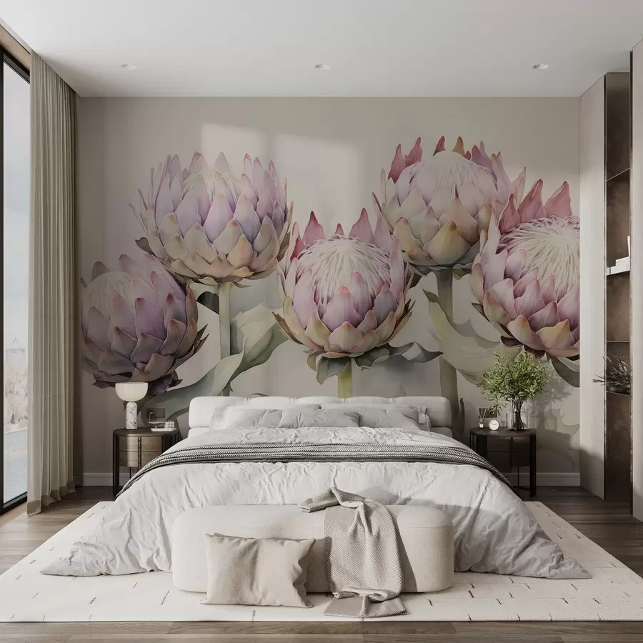 murales de pared Proteas suaves acuarela w08593v1
