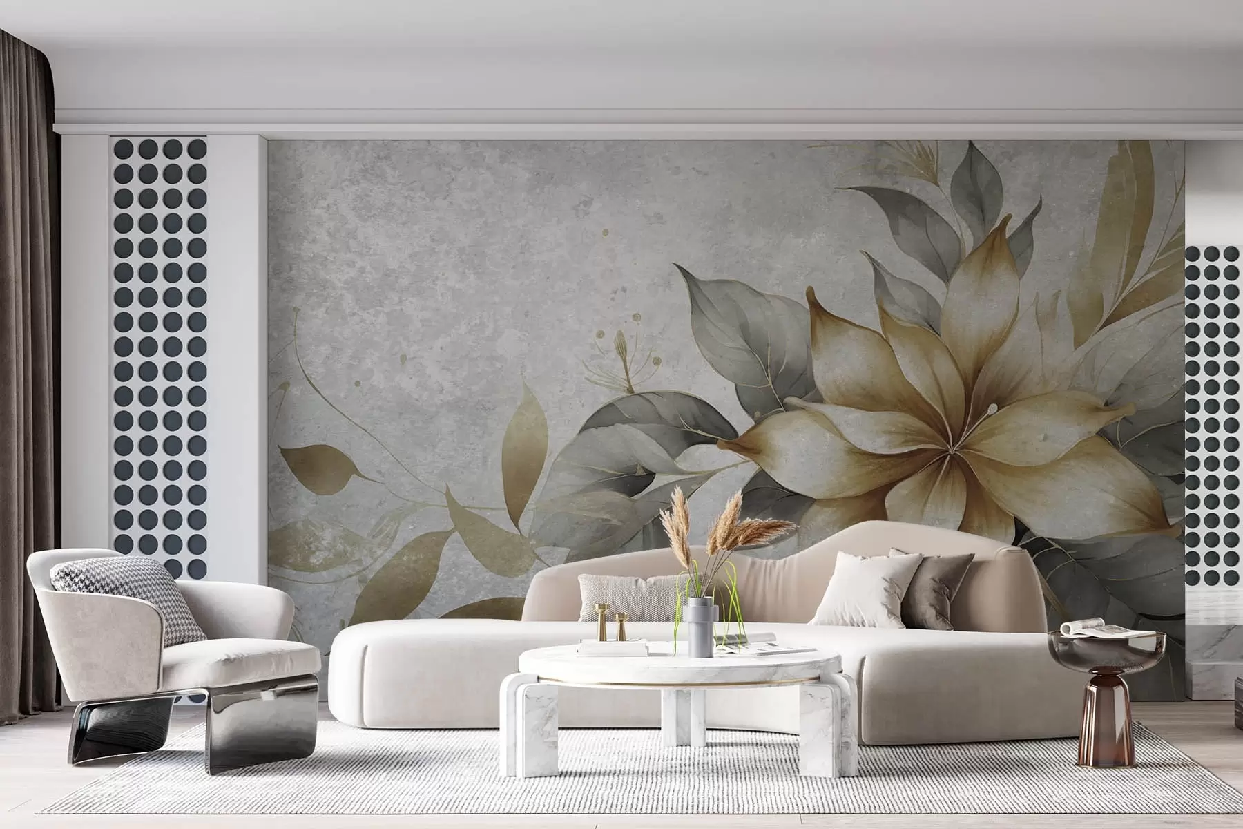 murales de pared Ramo de flores sobre fondo imitación hormigón w08623