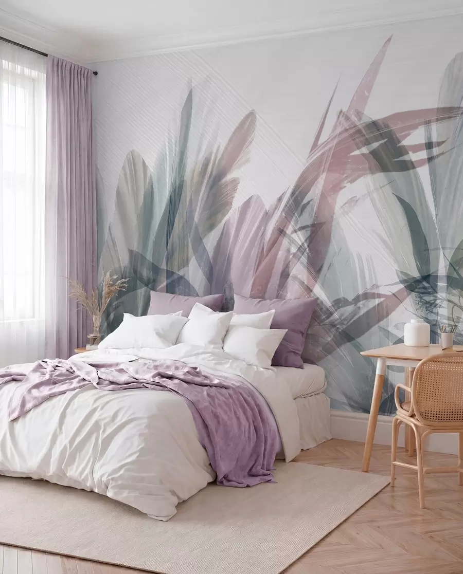 murales de pared Suave follaje en tonos suaves w00798v1