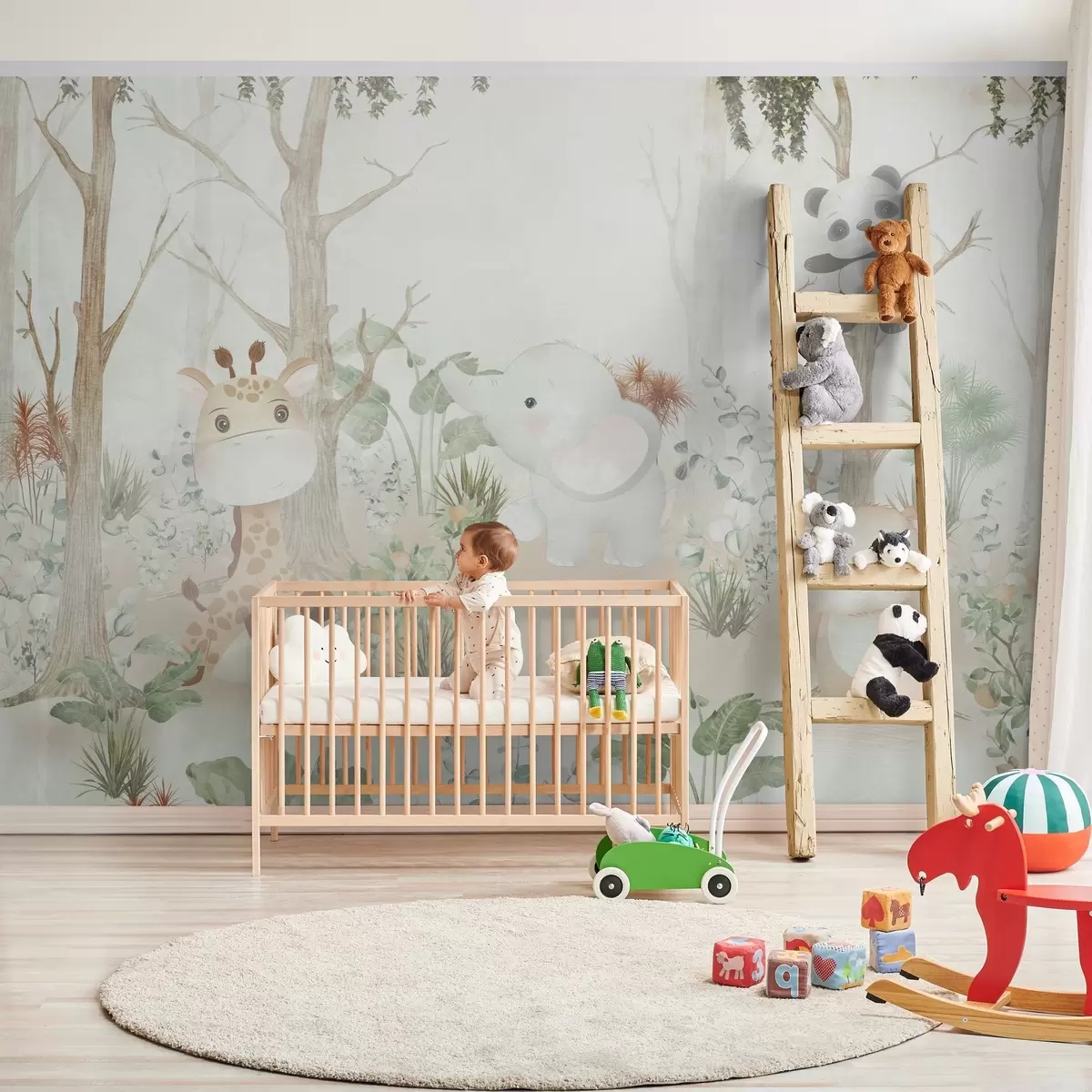 murales de pared Adorables animales explorando un apacible bosque u73879