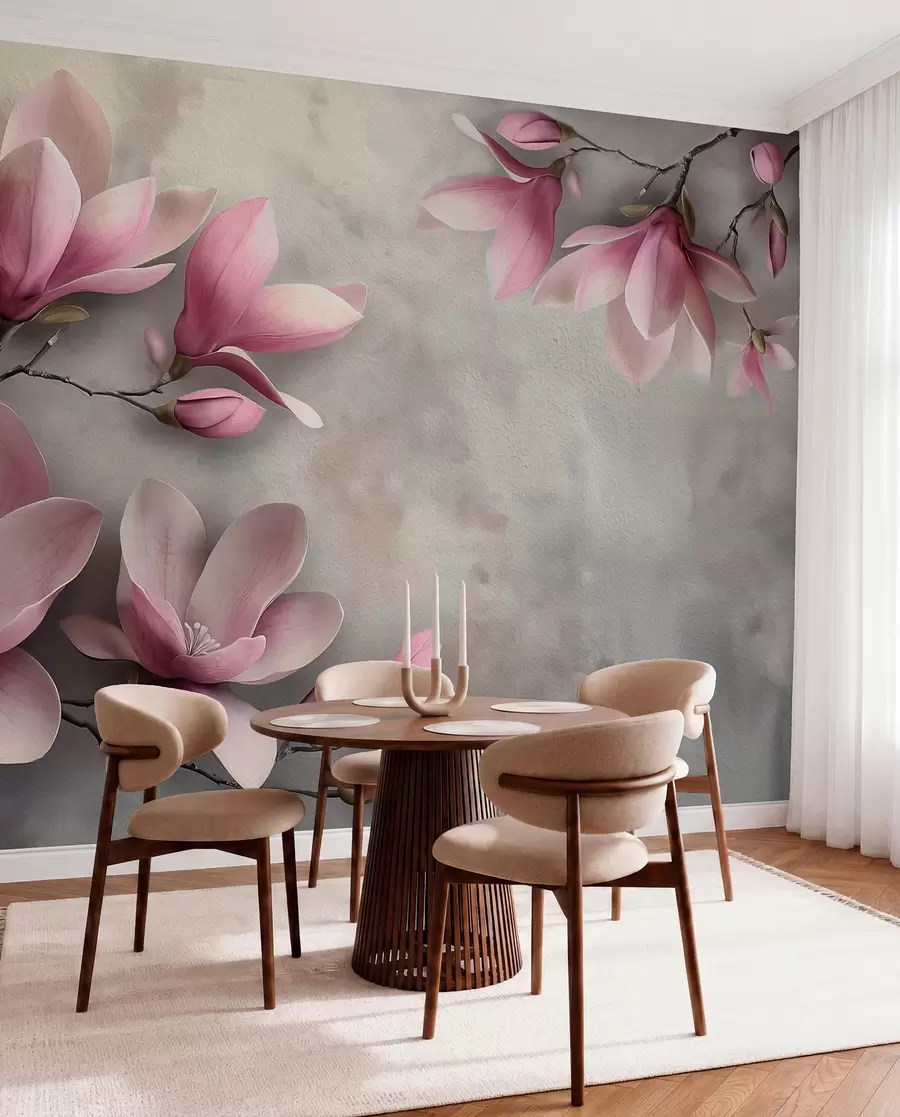 murales de pared Magnolia sobre gris w08636v1