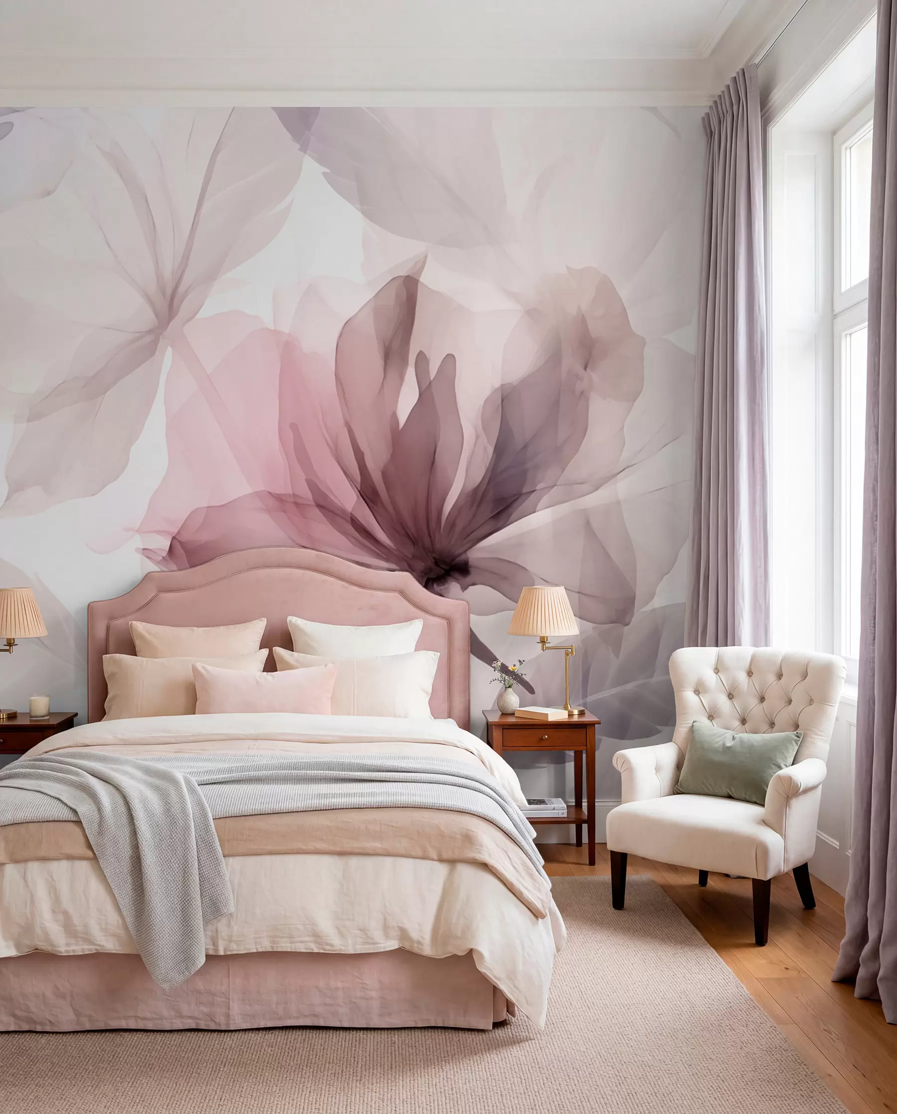 murales de pared Flores malva transparentes w02755