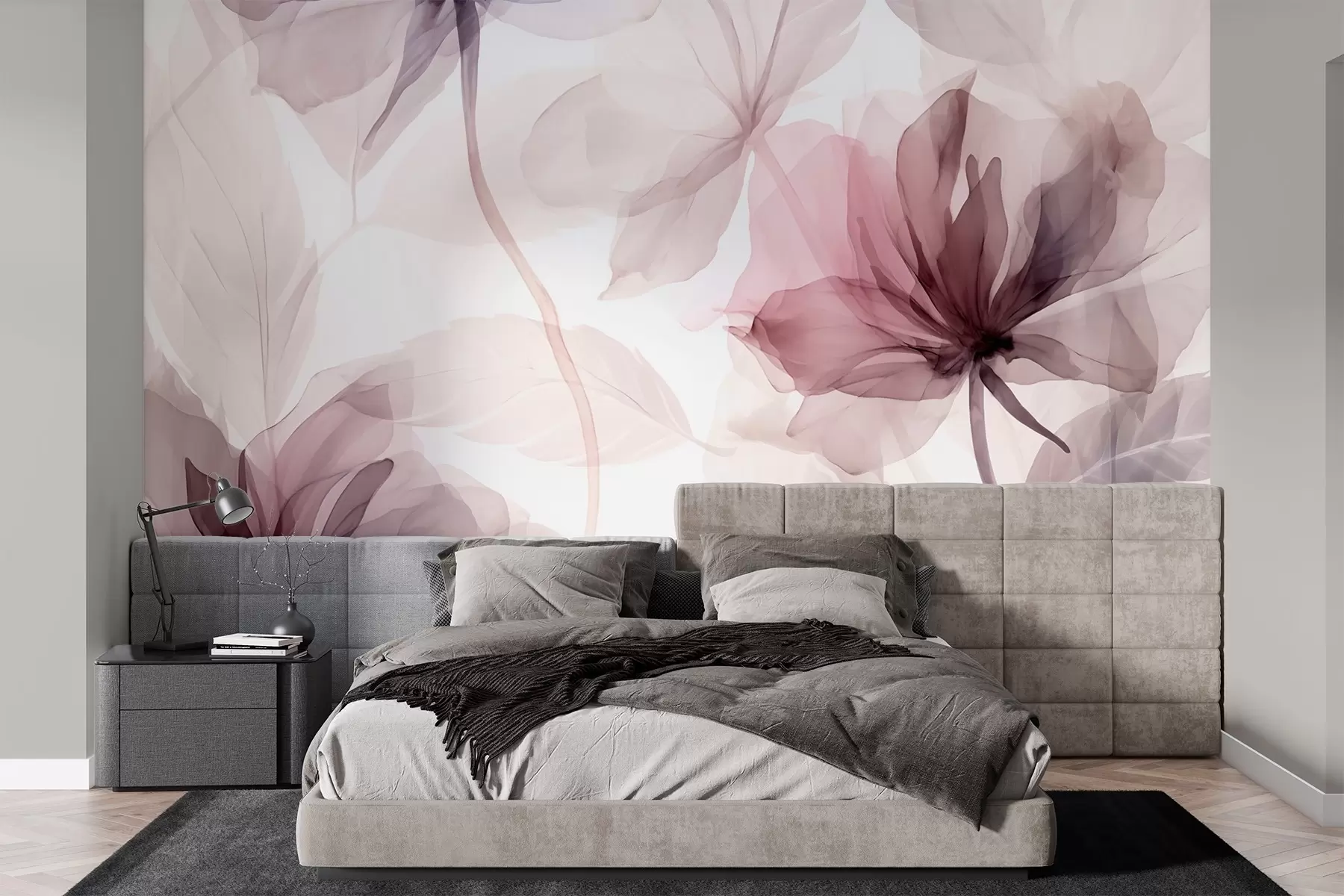 murales de pared Flores efímeras en delicados colores pastel w02755