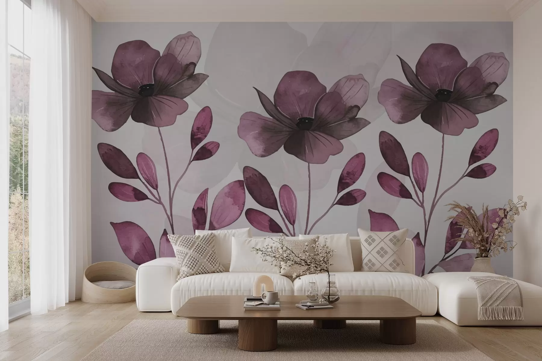 murales de pared grandes flores rosas w02800v1