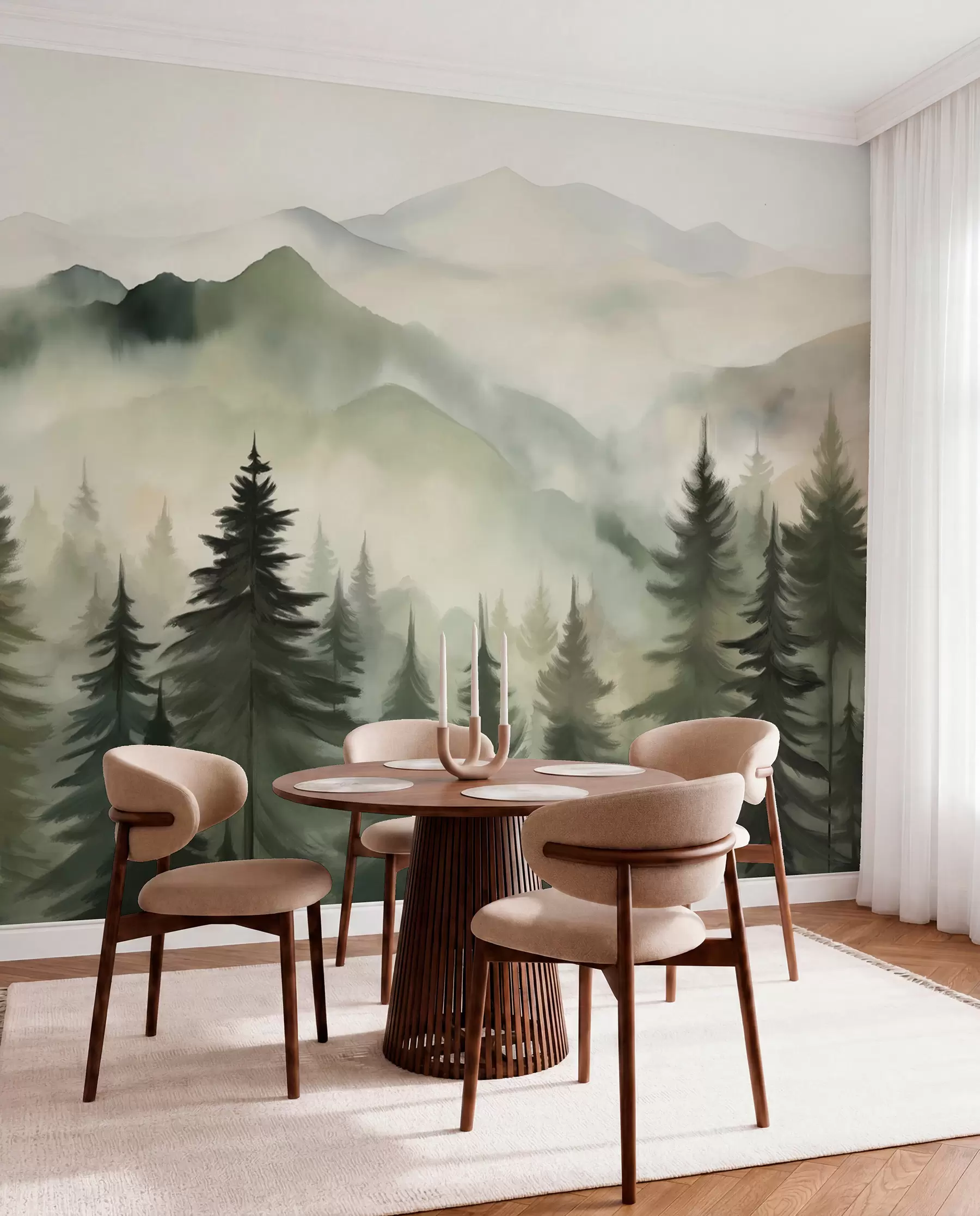 murales de pared Sierras verdes al alba w08639