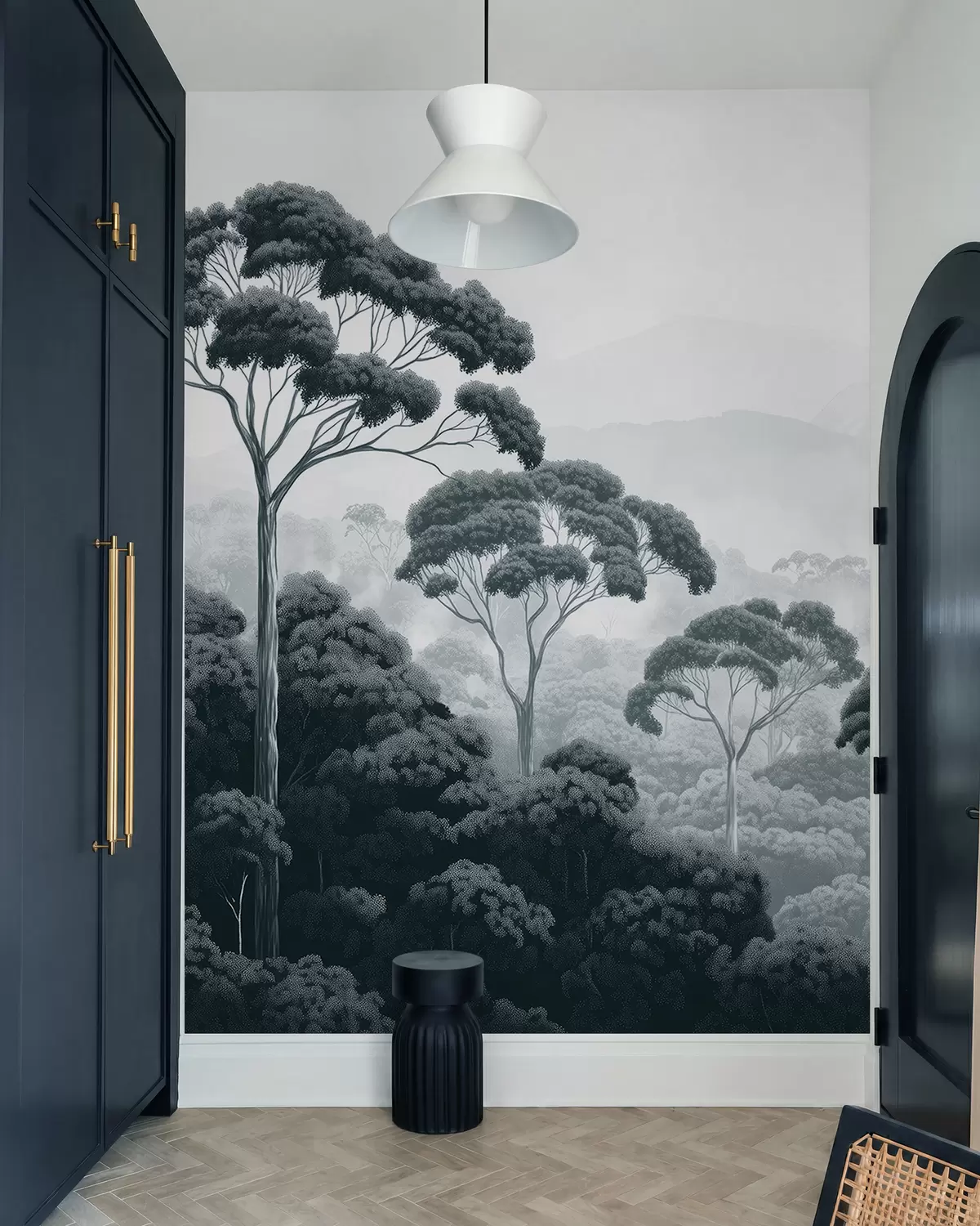 murales de pared Copas de árboles en grafito w02739