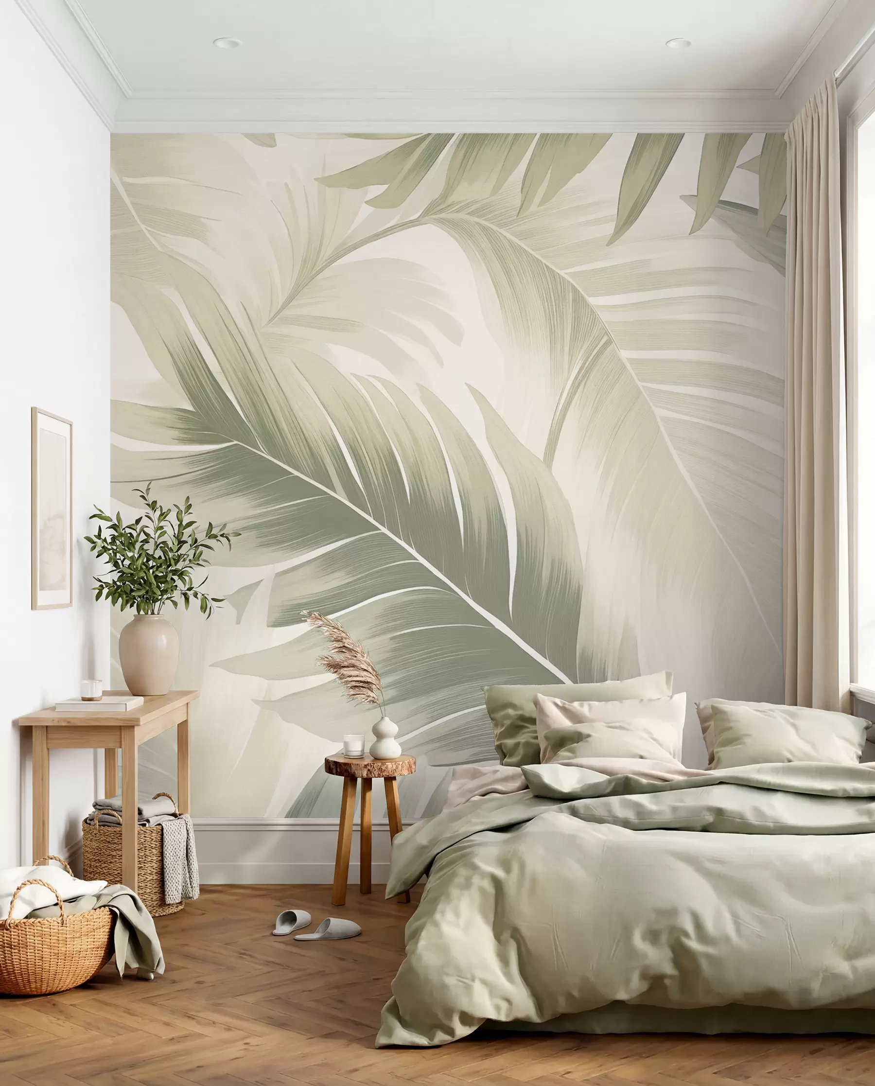 murales de pared Siluetas tropicales en salvia w02858