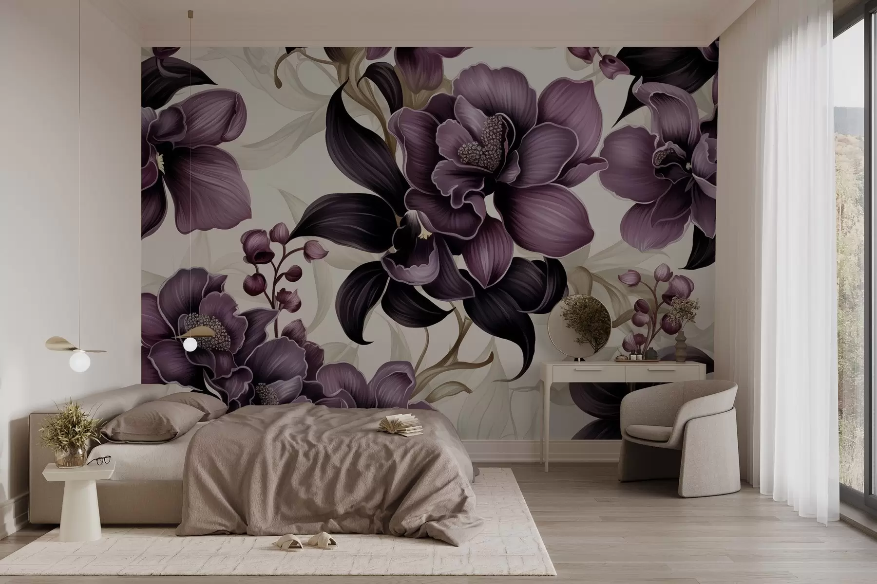 murales de pared Orquídeas moradas grandes w02839