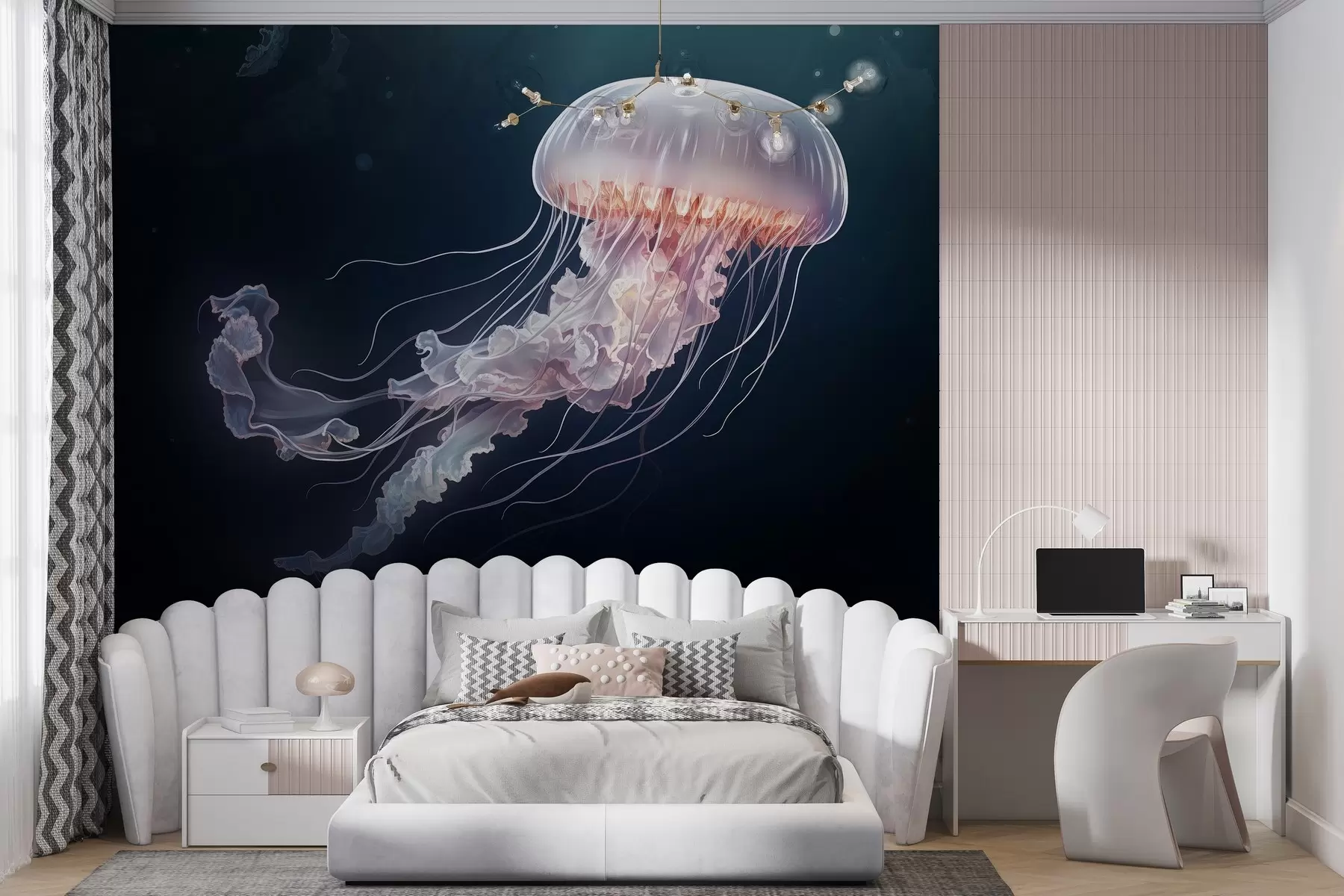 murales de pared Majestuosas medusas en estilo acuarela w02843