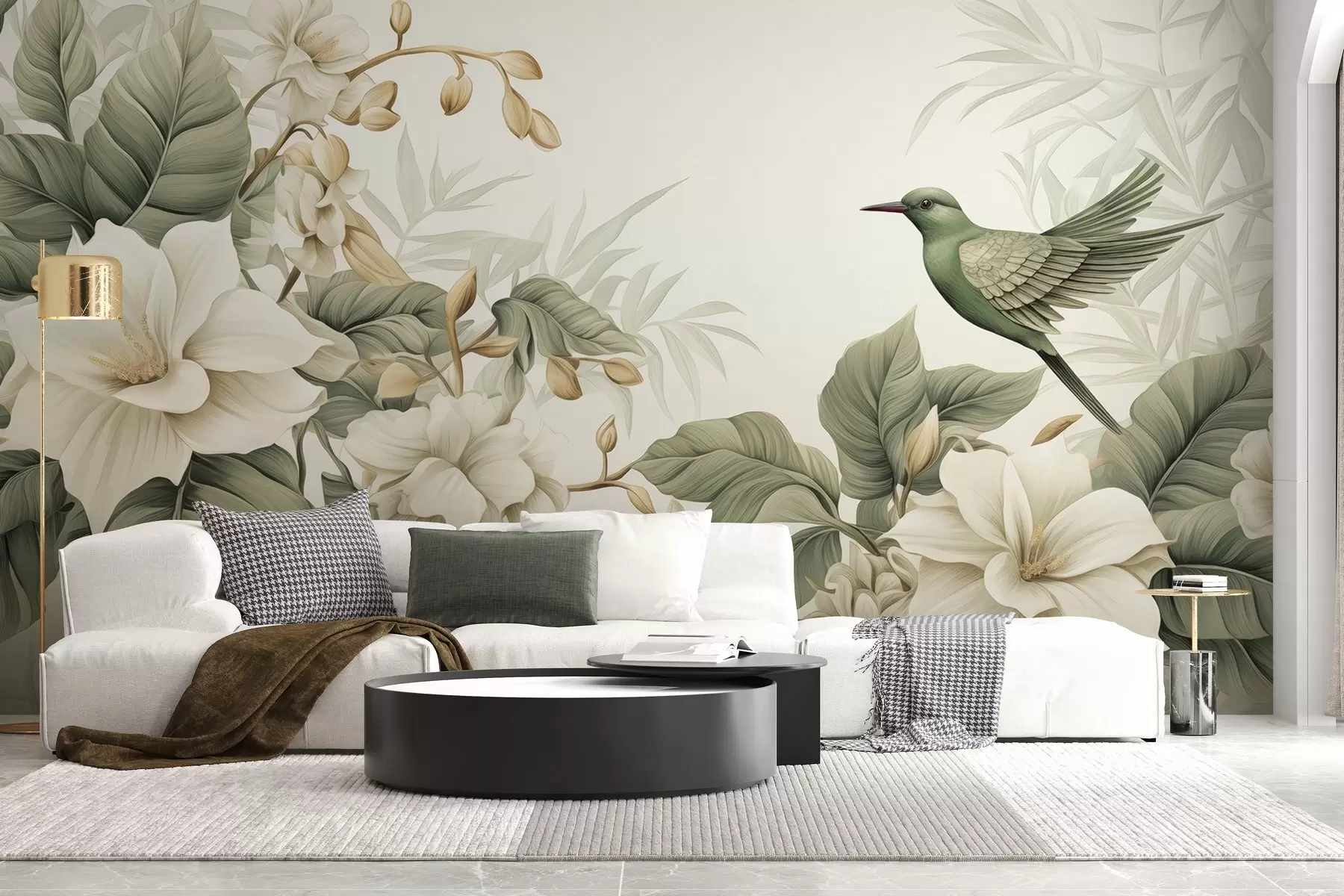 murales de pared Paisaje tropical con flores w02844