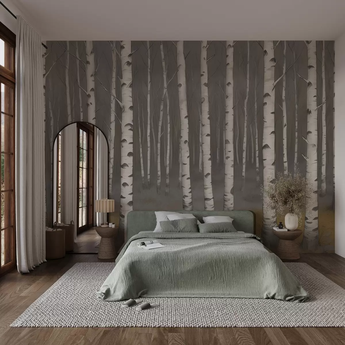 murales de pared Abedules de acuarela w02845v1