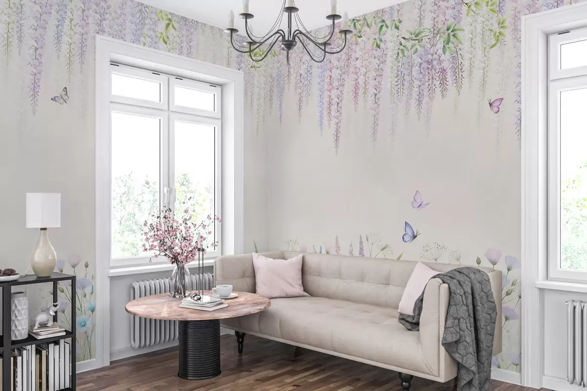 murales de pared Flores de glicinia colgantes w02644