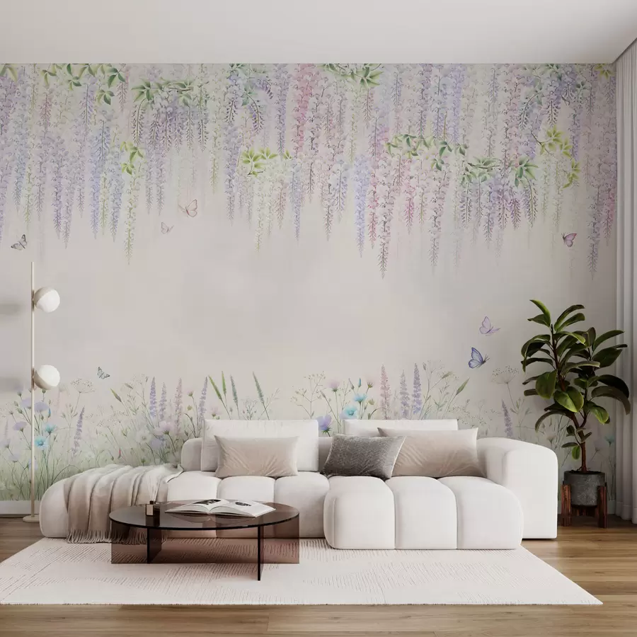 murales de pared Flores de glicinia colgantes w02644