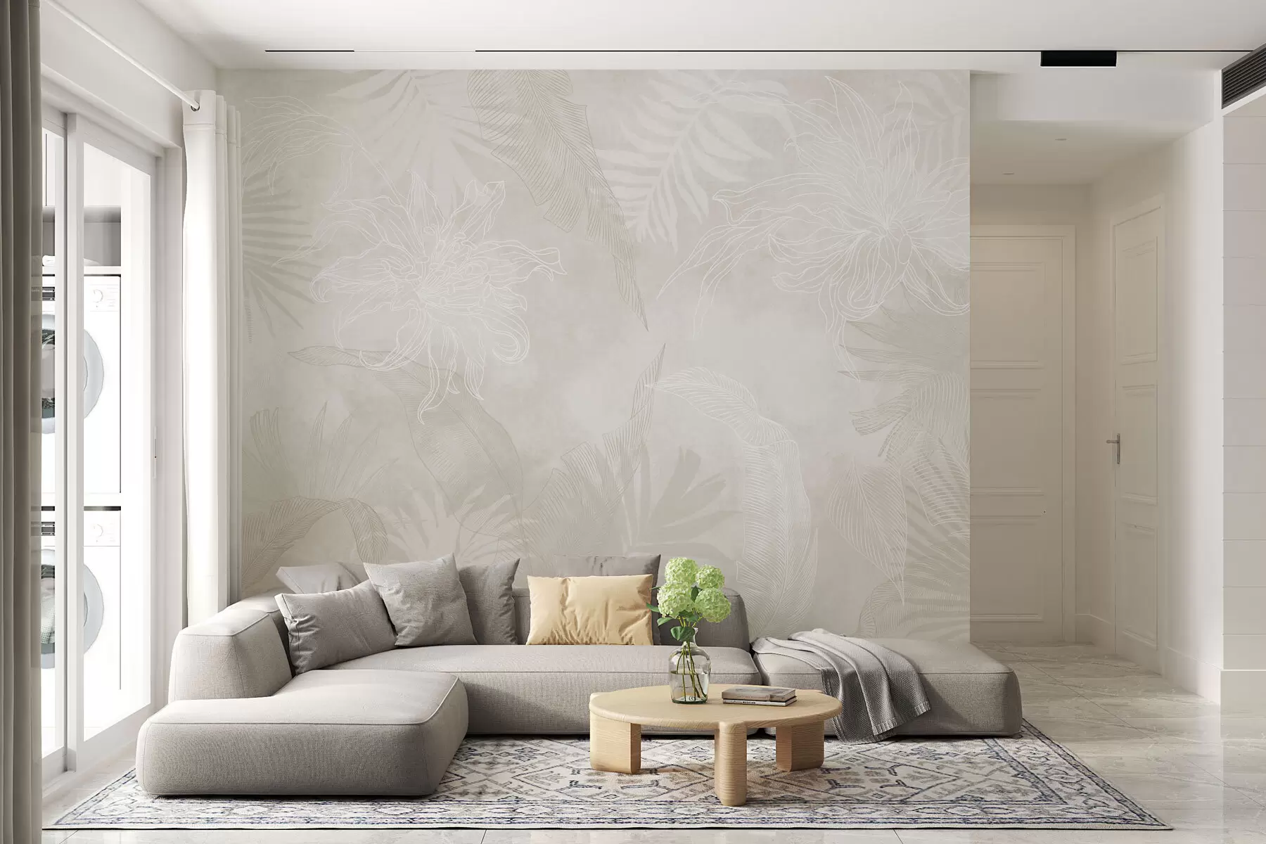 murales de pared Follaje tropical con efecto grunge w02737v1