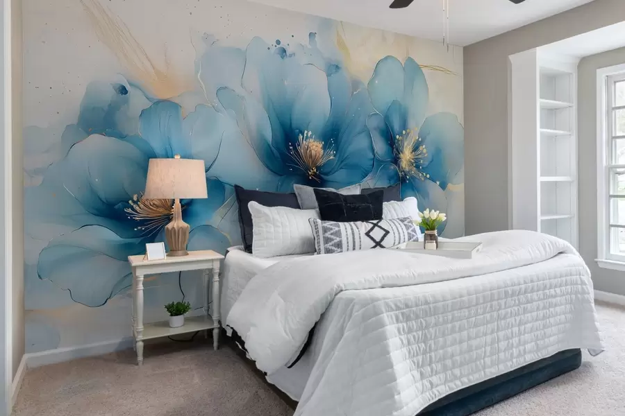 murales de pared Cuadro floral de ensueño con grandes y delicadas flores azules w02769