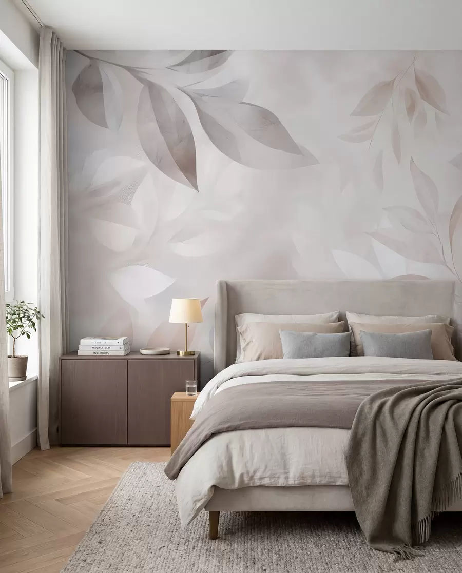 murales de pared Delicado follaje en colores pastel w02770