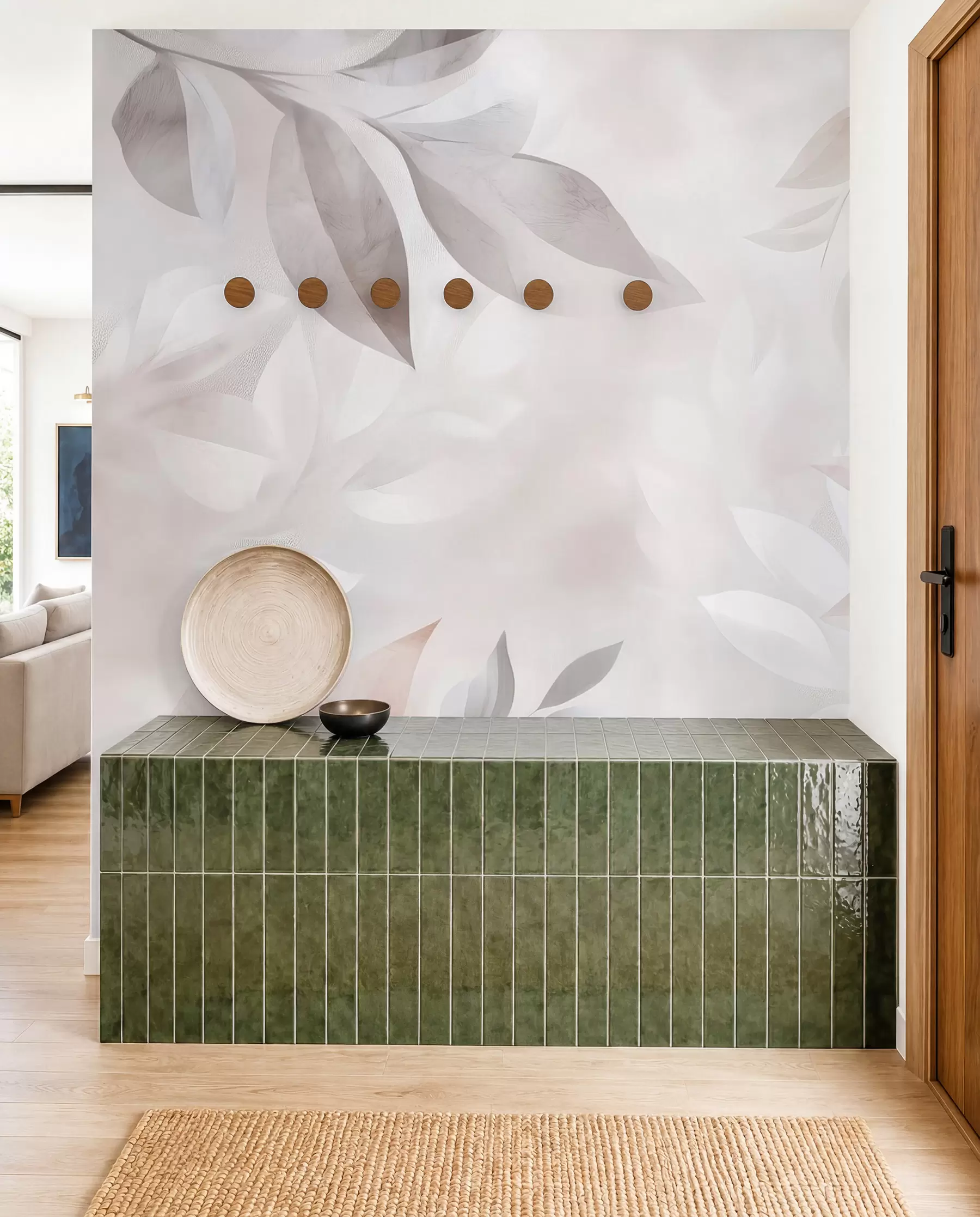 murales de pared Delicado follaje en colores pastel w02770