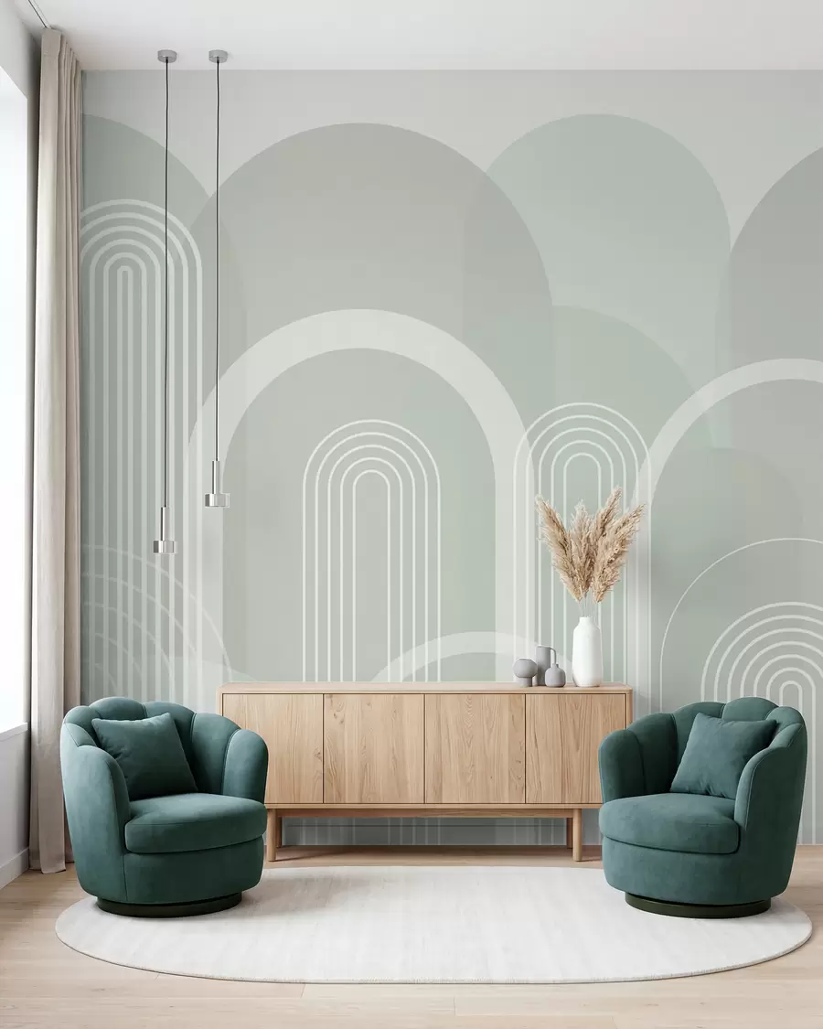 murales de pared Arcos finos sobre salvia w02935v3